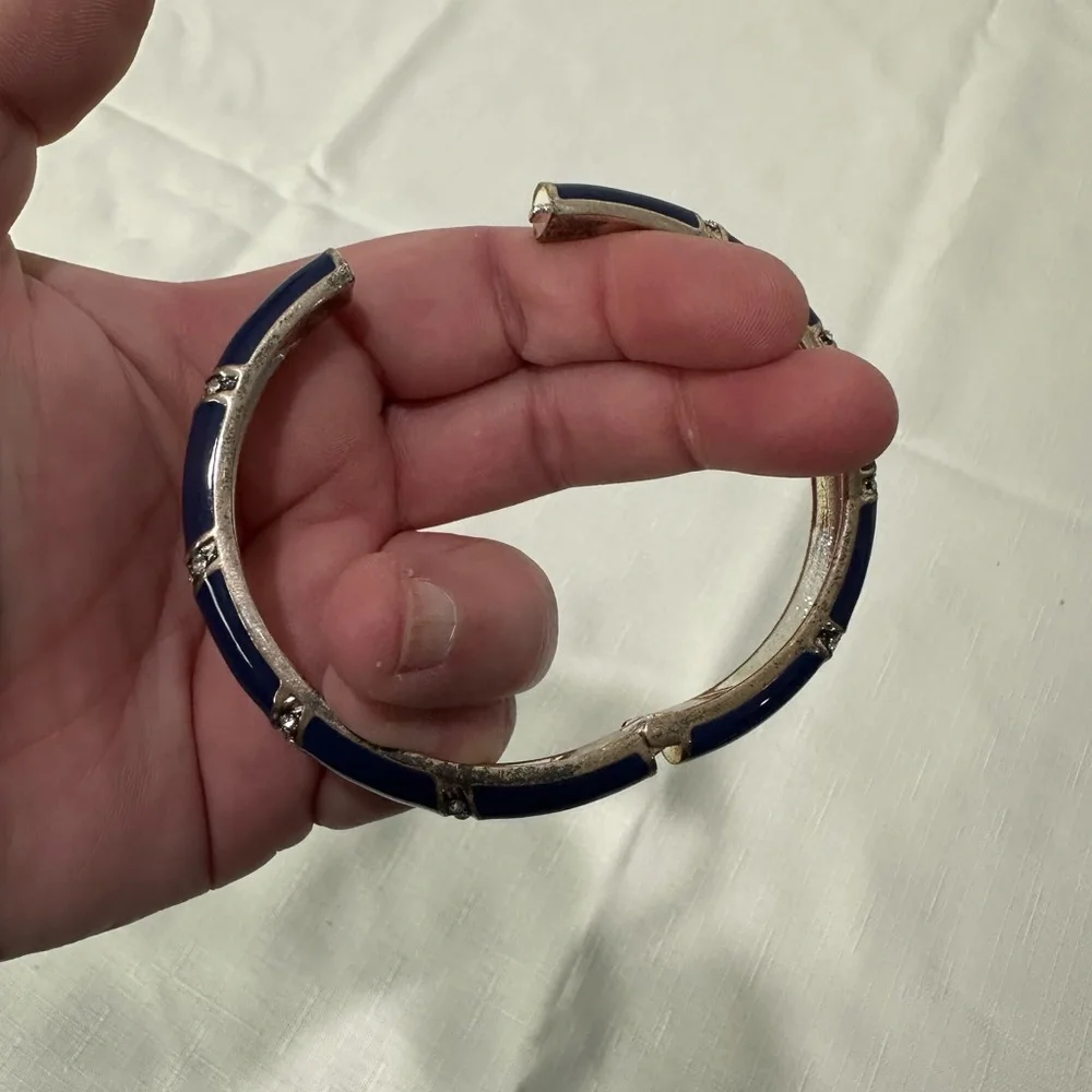 Blue and Silver Hinged Bangle